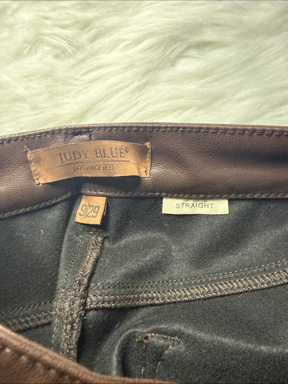 Judy Blue Brown Faux Leather Wide Leg Pants Size 9/29 High Rise Vegan Leather - Picture 6 of 13